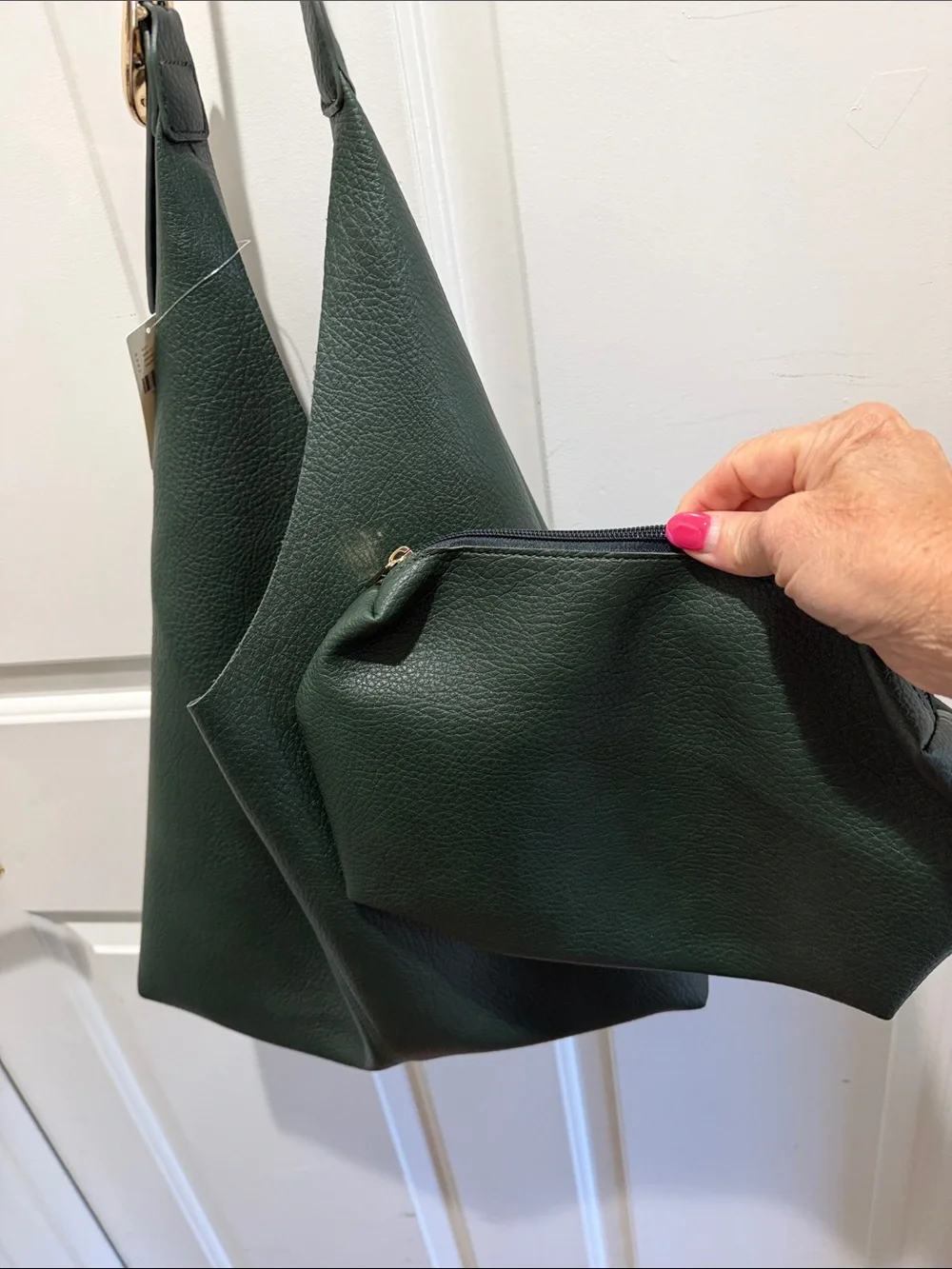 Anthropologie Dark Green vegan Leather Hobo Tote